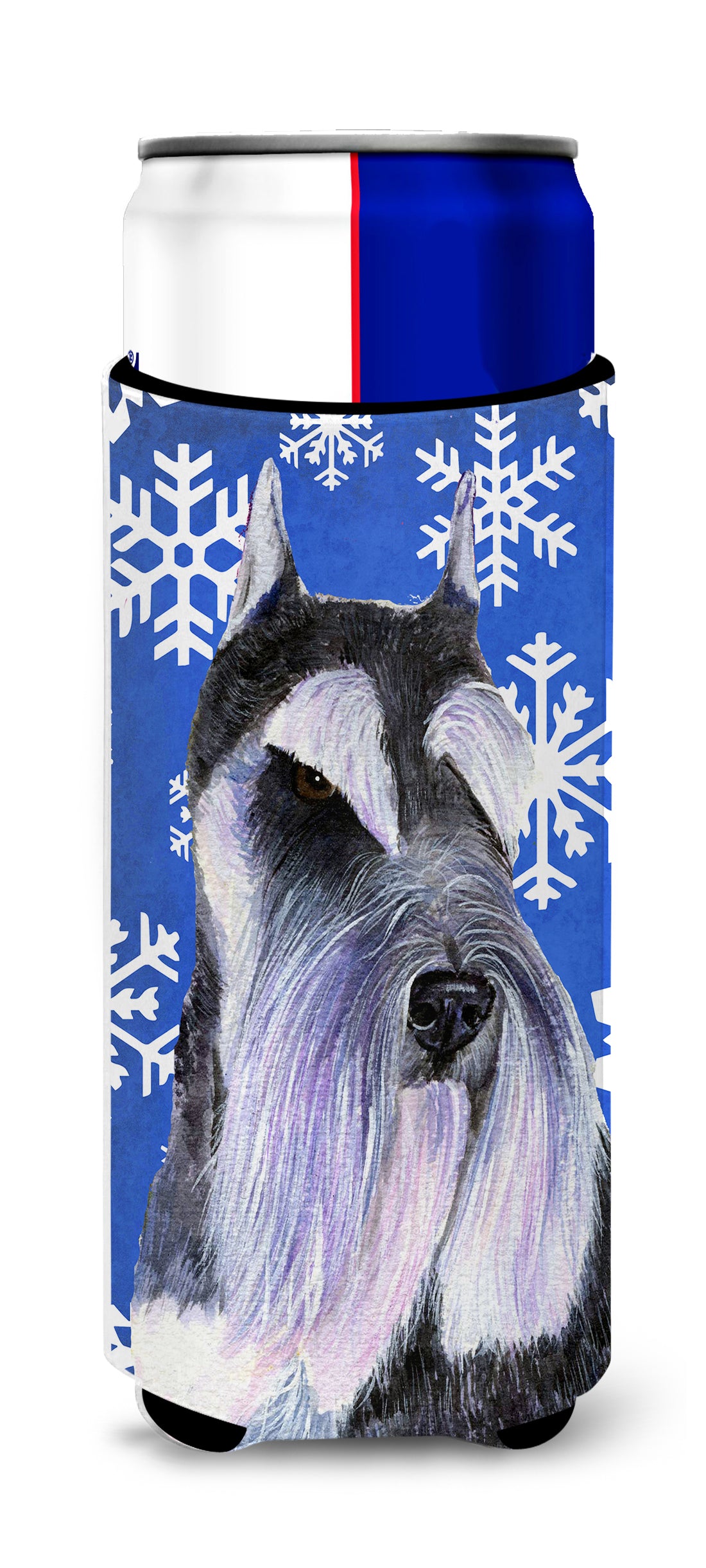 Schnauzer Winter Snowflakes Holiday Ultra Beverage Insulators for slim cans SS4615MUK.