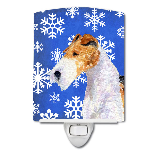Fox Terrier Winter Snowflakes Holiday Ceramic Night Light SS4616CNL - the-store.com