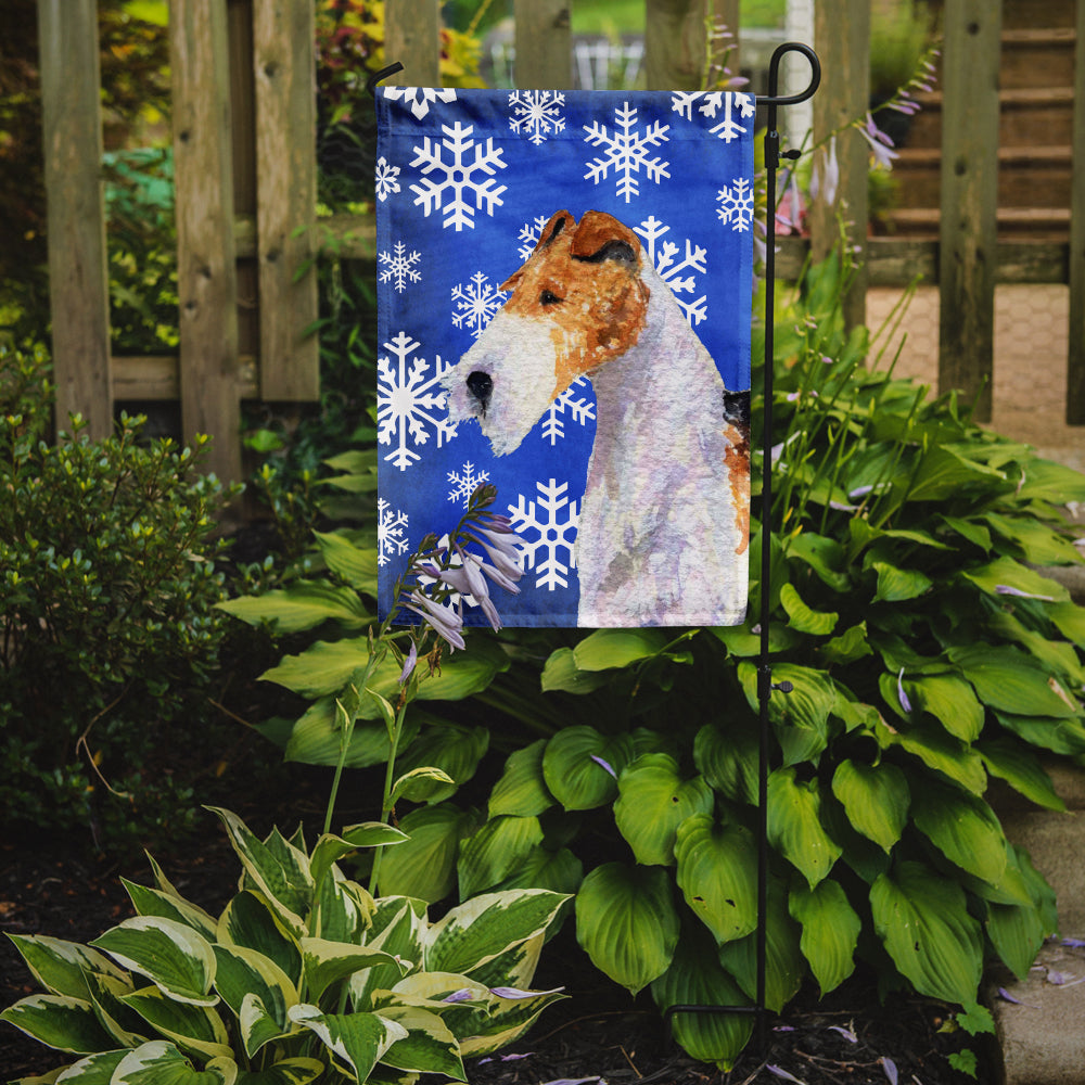Fox Terrier Winter Snowflakes Holiday Flag Garden Size