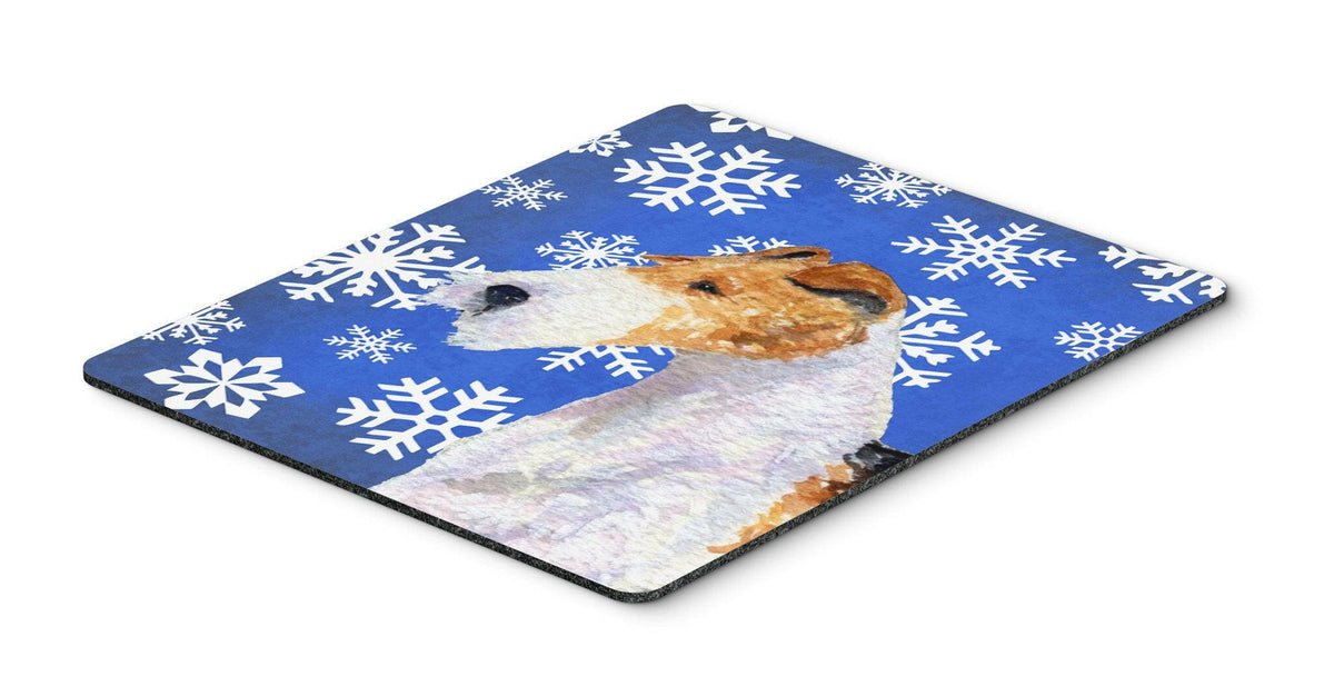 Fox Terrier Winter Snowflakes Holiday Mouse Pad, Hot Pad or Trivet by Caroline&#39;s Treasures