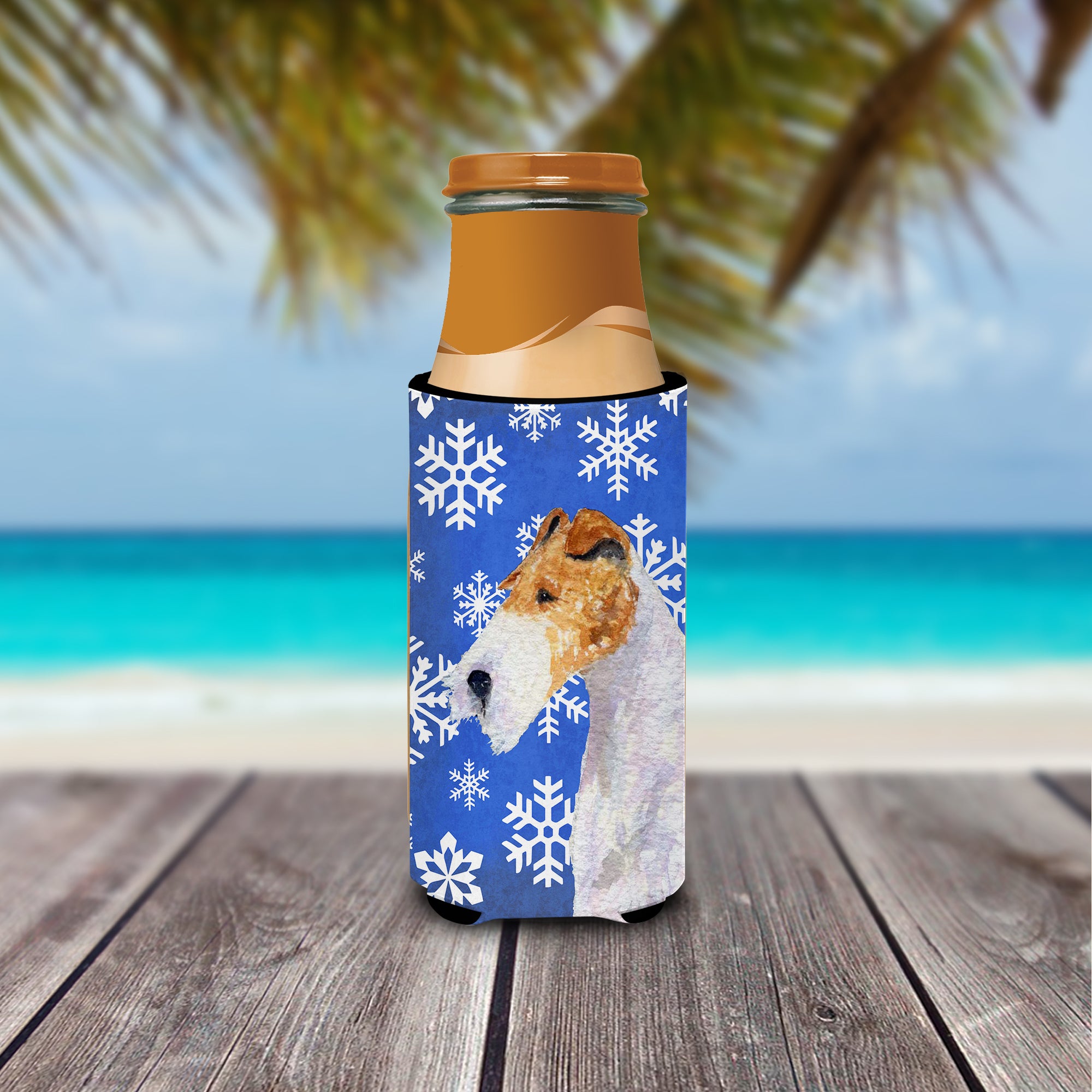 Fox Terrier Winter Snowflakes Holiday Ultra Beverage Isolateurs pour canettes minces SS4616MUK