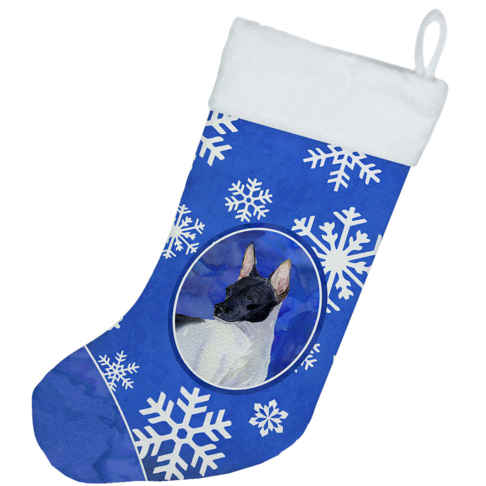 Rat Terrier Winter Snowflakes Christmas Stocking SS4618  the-store.com.