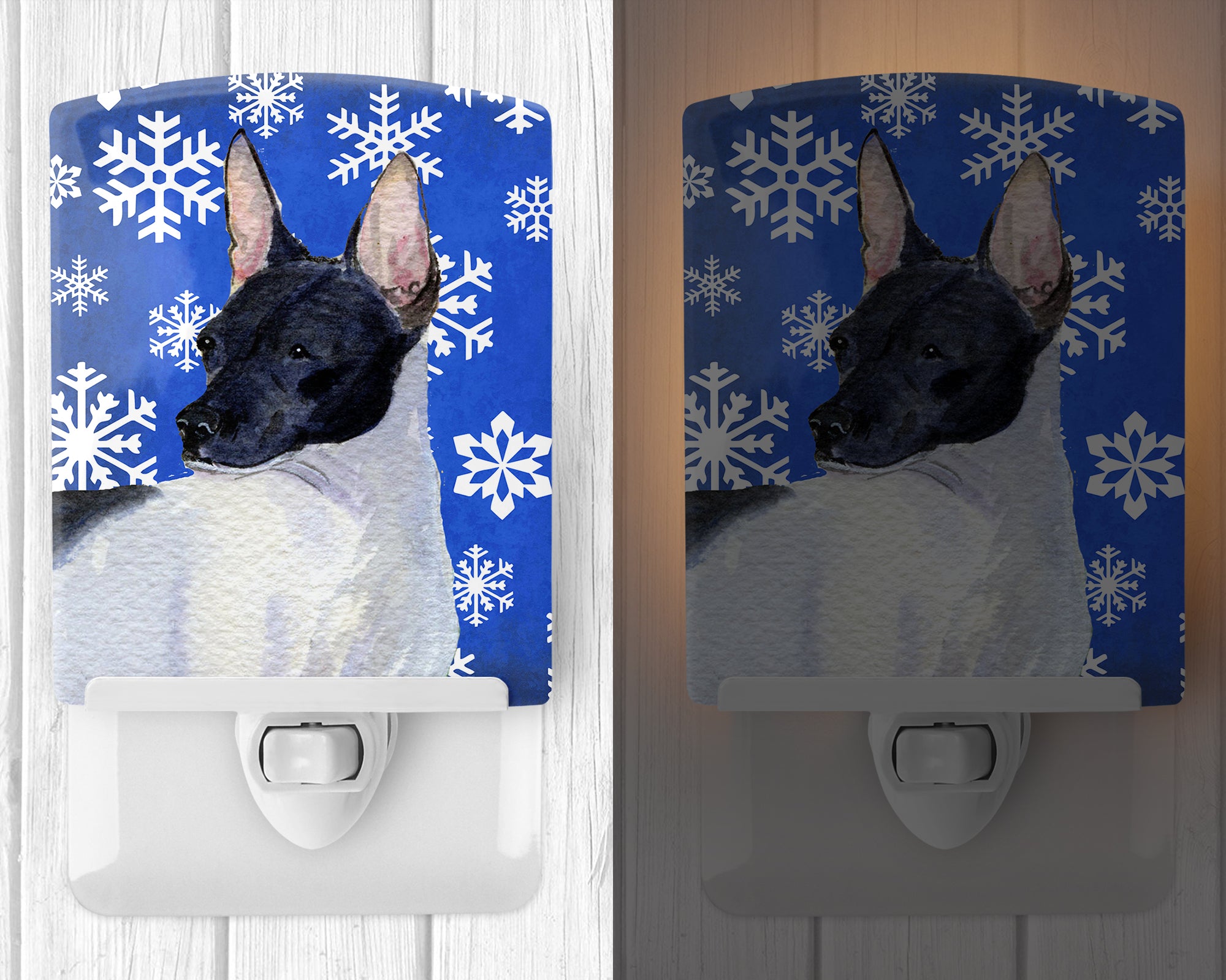 Rat Terrier Winter Snowflakes Holiday Ceramic Night Light SS4618CNL - the-store.com