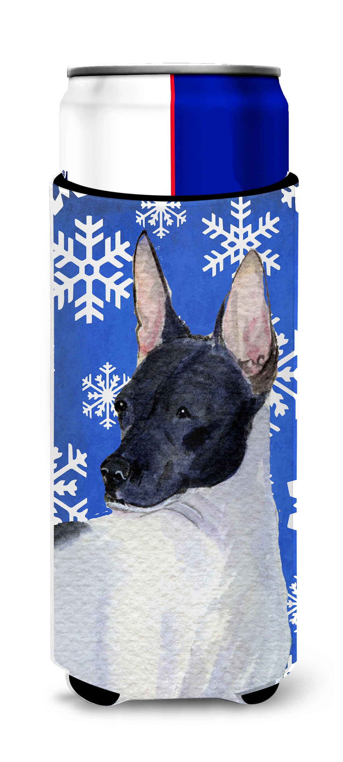 Rat Terrier Winter Snowflakes Holiday Ultra Beverage Insulators for slim cans SS4618MUK.