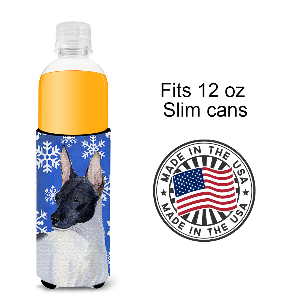 Rat Terrier Winter Snowflakes Holiday Ultra Beverage Insulators for slim cans SS4618MUK