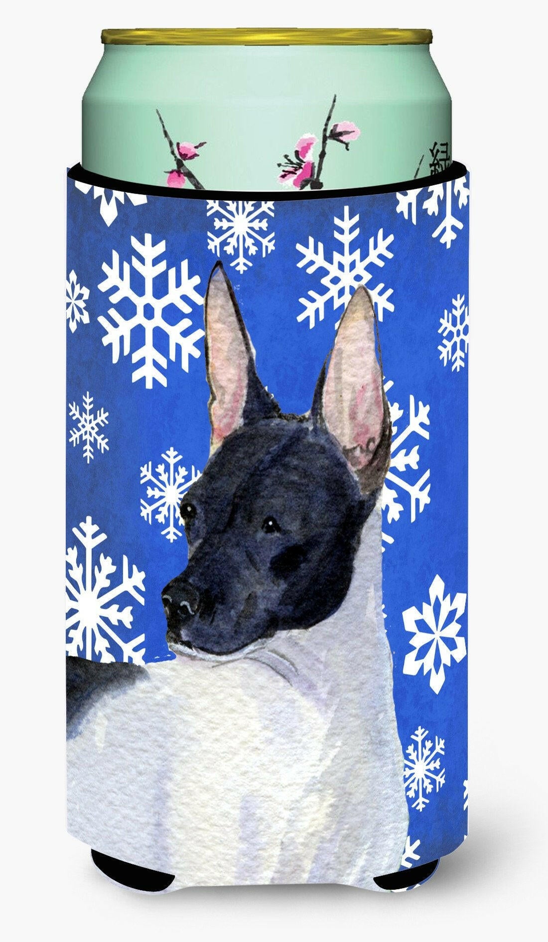 Rat Terrier Winter Snowflakes Holiday  Tall Boy Beverage Insulator Beverage Insulator Hugger by Caroline&#39;s Treasures