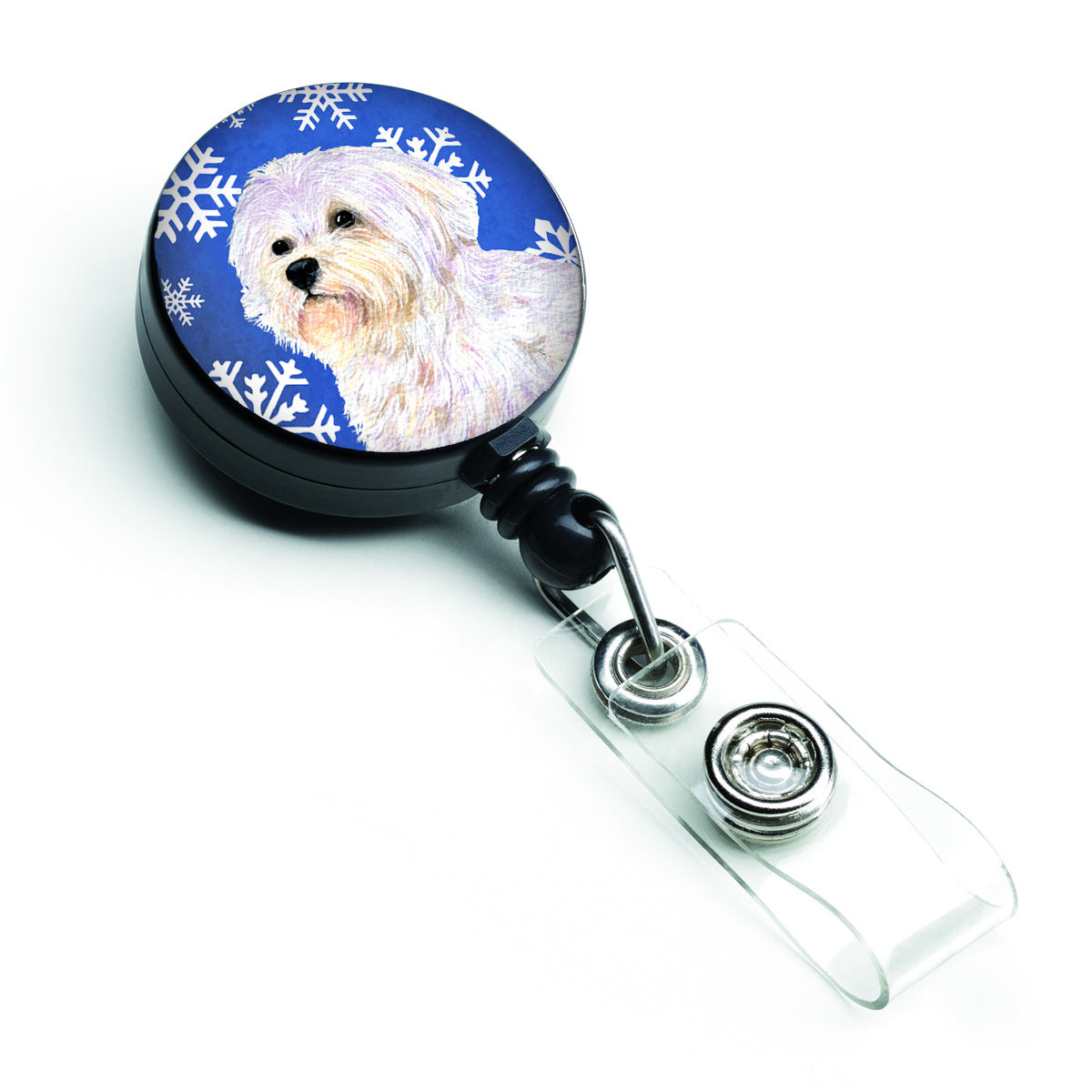 Maltese Winter Snowflakes Holiday Retractable Badge Reel SS4619BR  the-store.com.