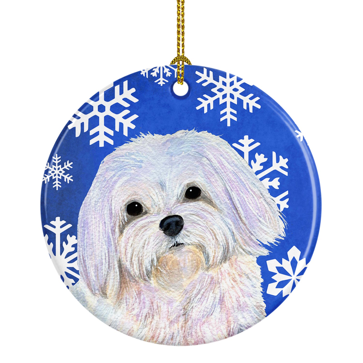 Maltese Winter Snowflakes Holiday Christmas Ceramic Ornament SS4620 - the-store.com
