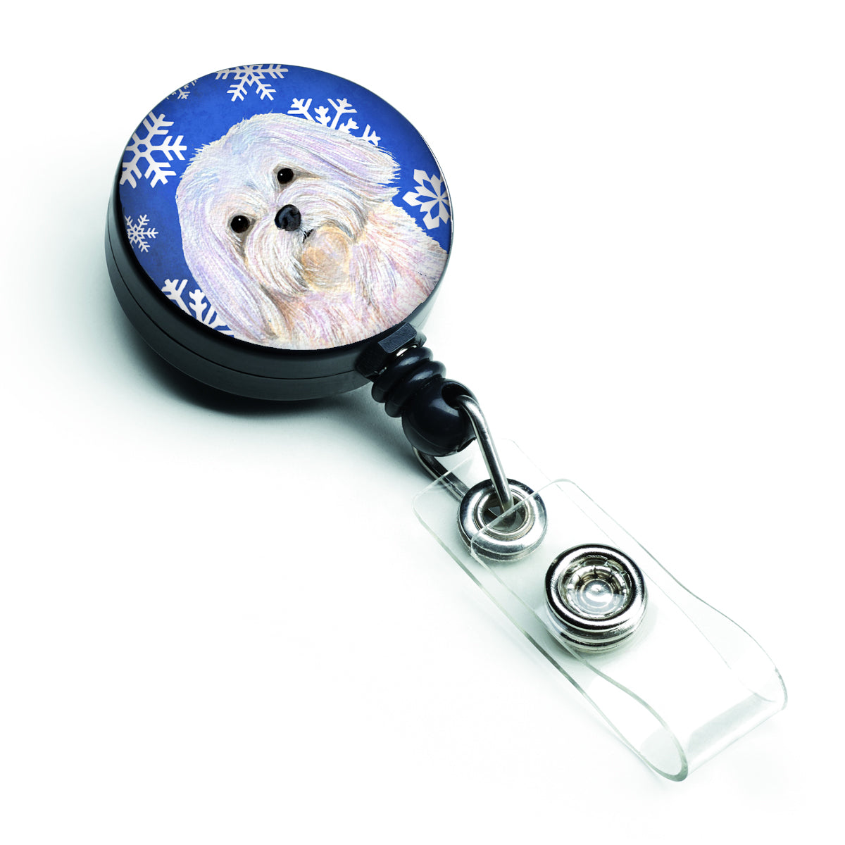 Maltese Winter Snowflakes Holiday Retractable Badge Reel SS4620BR  the-store.com.