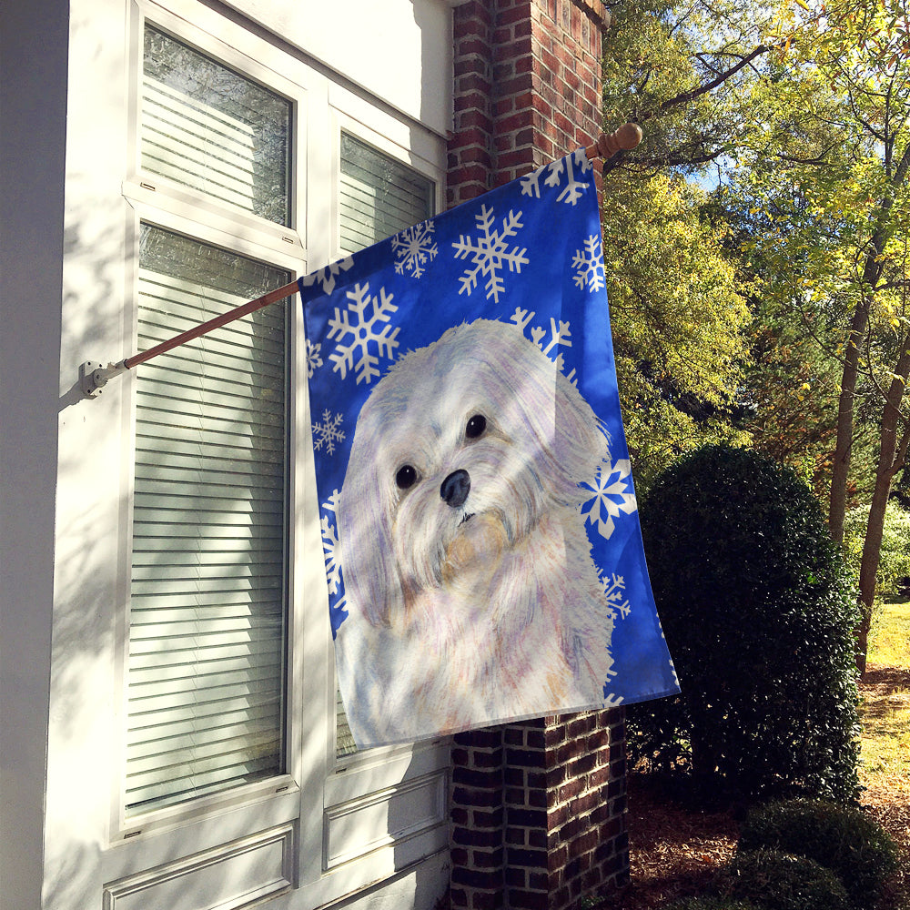 Maltese Winter Snowflakes Holiday Flag Canvas House Size