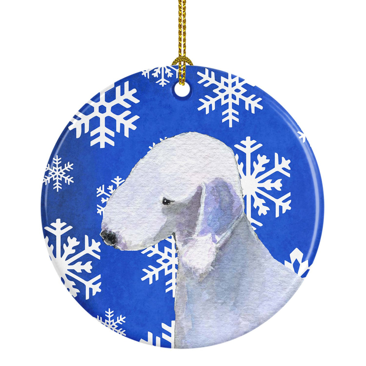 Bedlington Terrier Winter Snowflakes Holiday Christmas Ceramic Ornament SS4621 by Caroline&#39;s Treasures