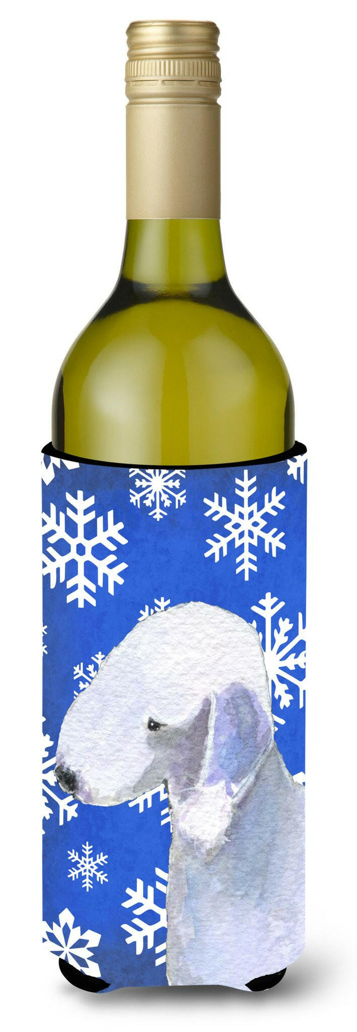 Bedlington Terrier Winter Snowflakes Holiday Wine Bottle Beverage Insulator Beverage Insulator Hugger by Caroline&#39;s Treasures