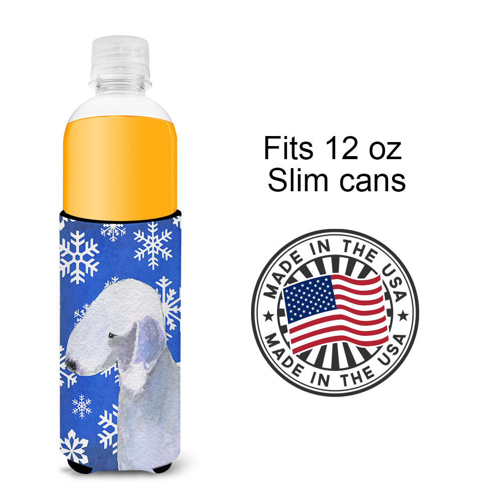Bedlington Terrier Winter Snowflakes Holiday Ultra Beverage Insulators for slim cans SS4621MUK