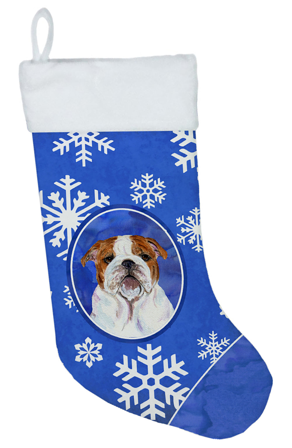 Bulldog English Winter Snowflakes Christmas Stocking SS4622