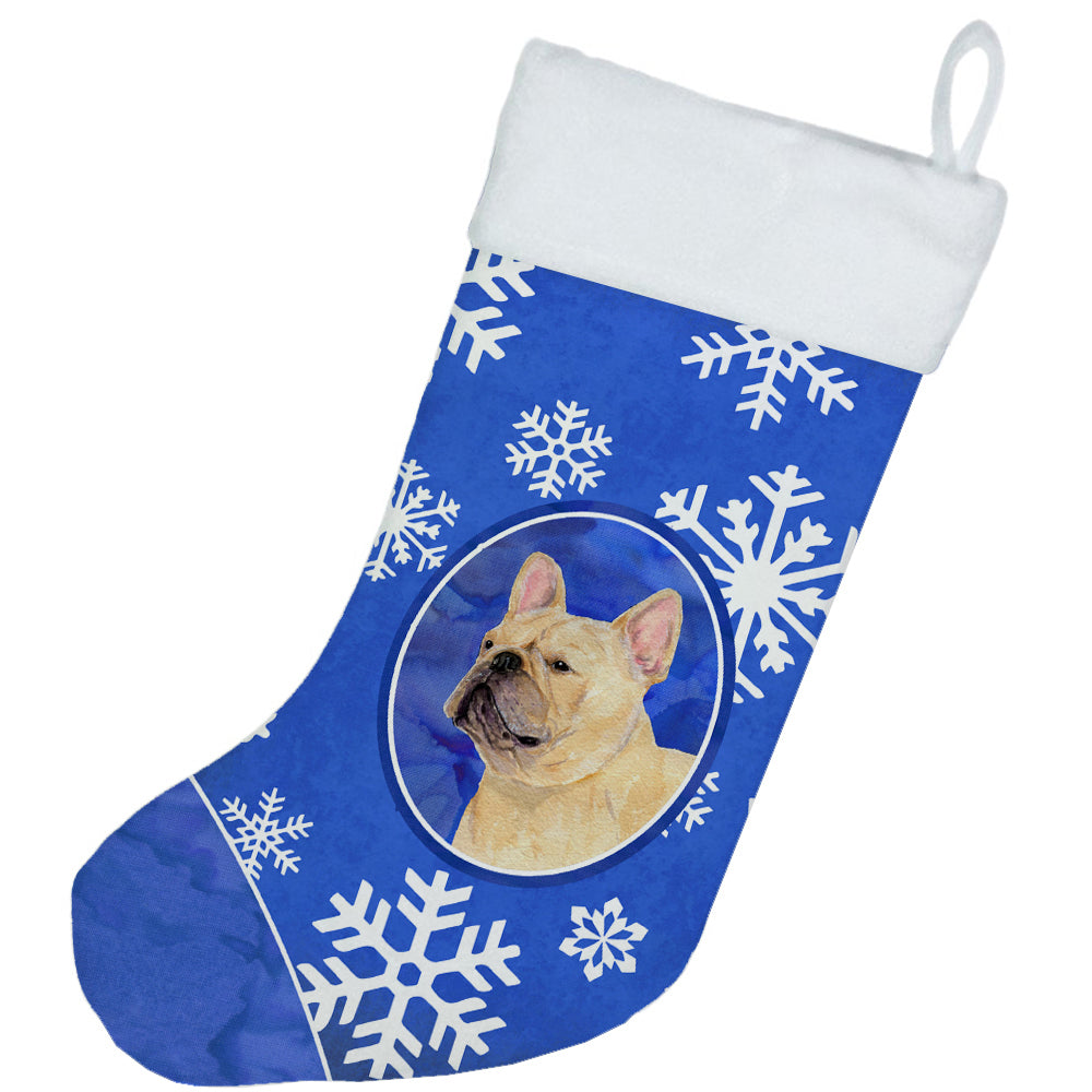 French Bulldog Winter Snowflakes Christmas Stocking SS4623  the-store.com.