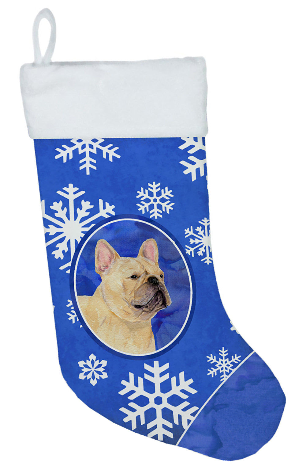 French Bulldog Winter Snowflakes Christmas Stocking SS4623  the-store.com.
