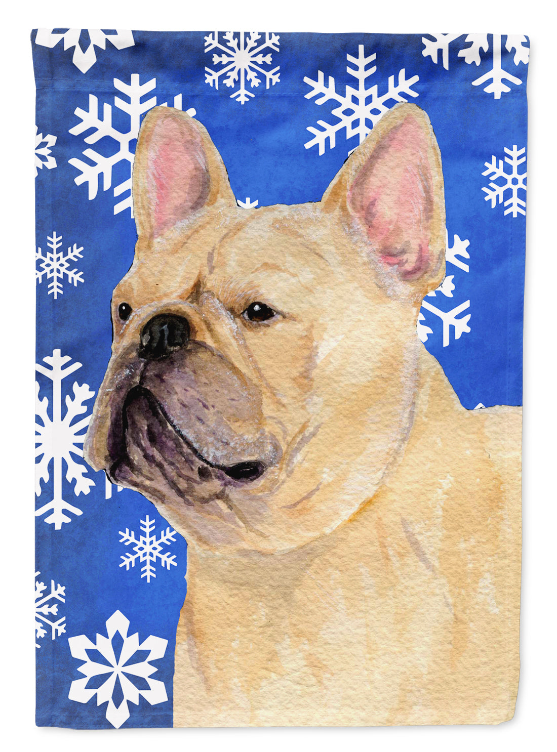 French Bulldog Winter Snowflakes Holiday Flag Canvas House Size