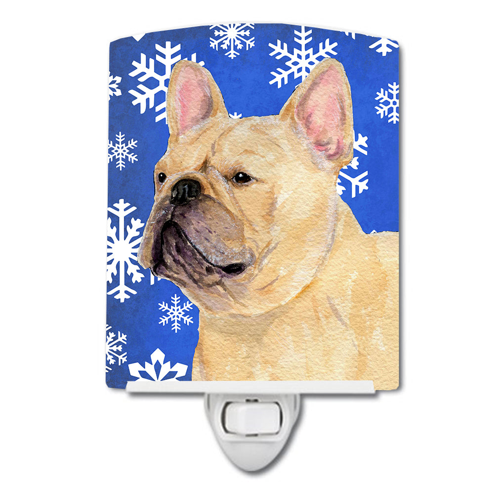 French Bulldog Winter Snowflakes Holiday Ceramic Night Light SS4623CNL - the-store.com