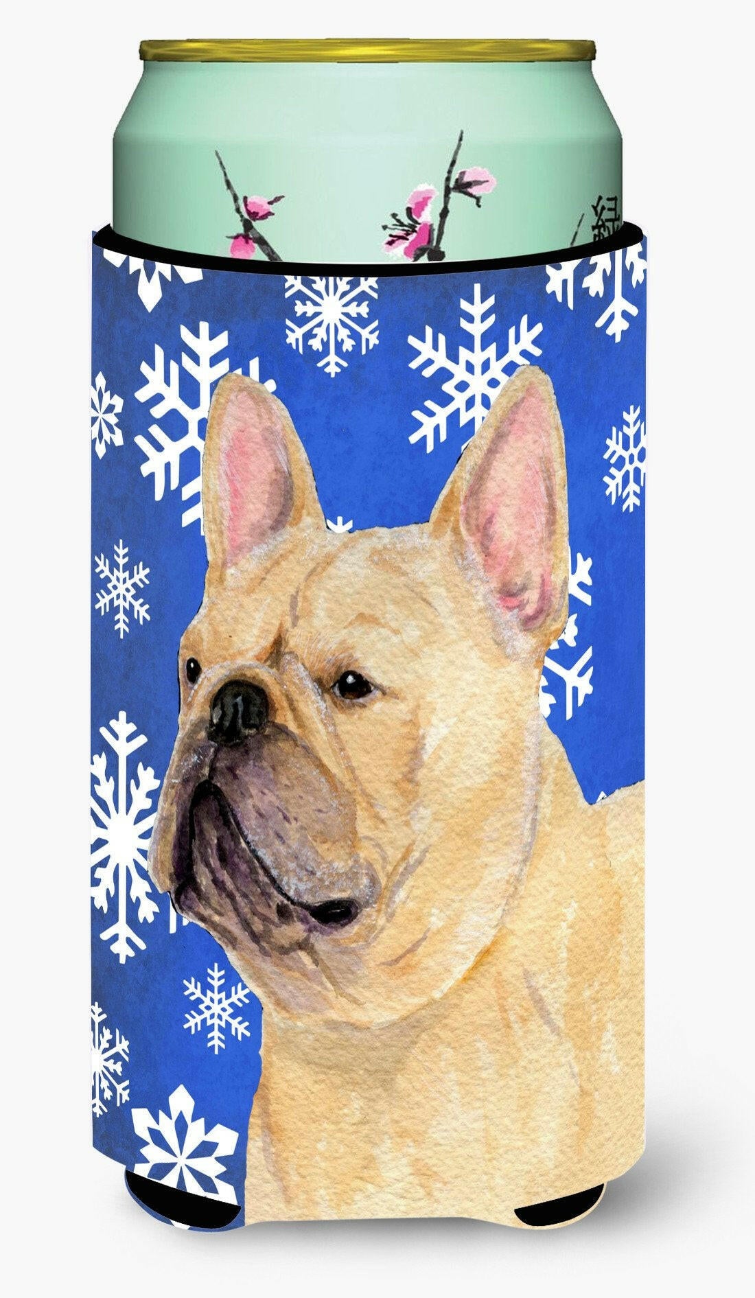 French Bulldog Winter Snowflakes Holiday  Tall Boy Beverage Insulator Beverage Insulator Hugger by Caroline's Treasures