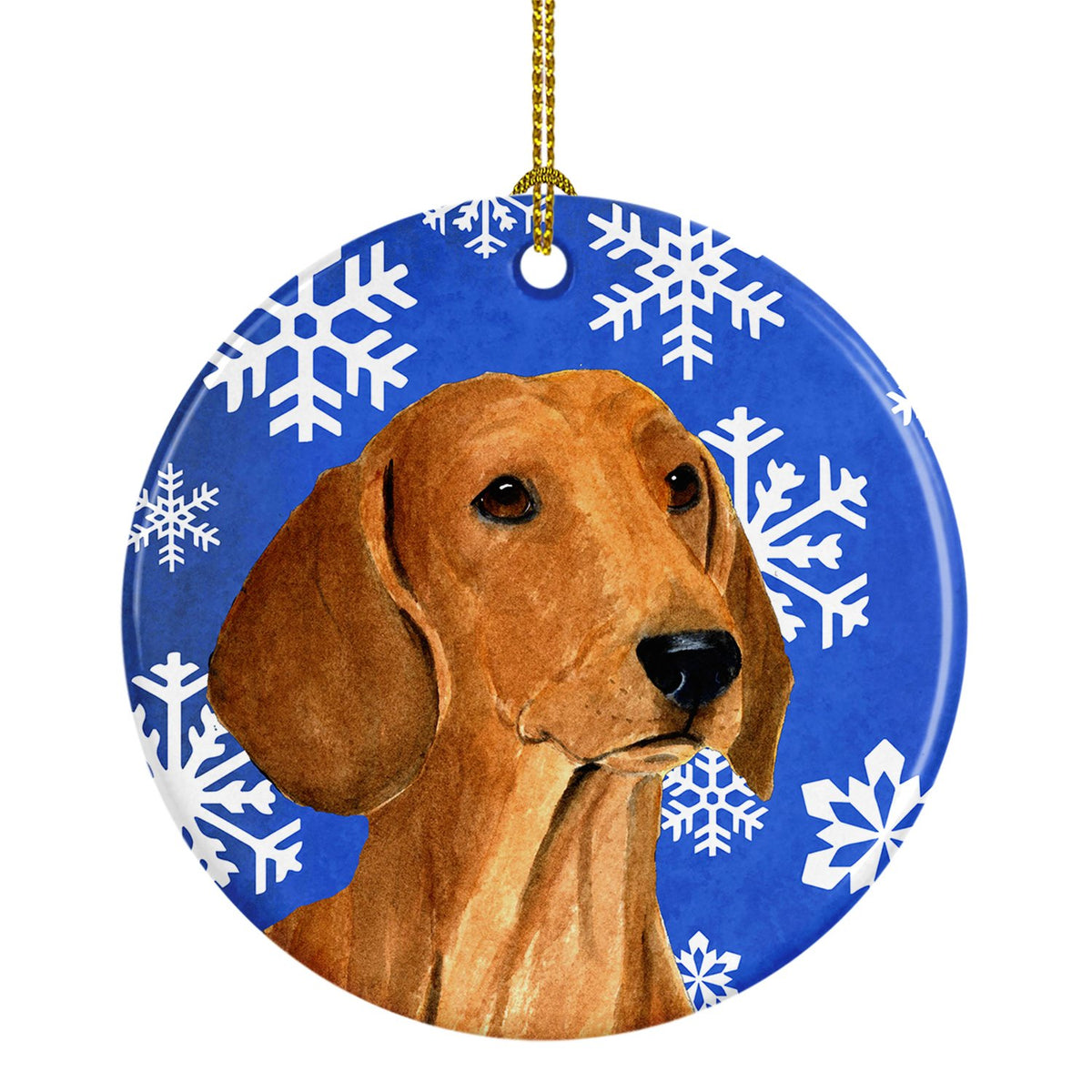Dachshund Winter Snowflakes Holiday Christmas Ceramic Ornament SS4625 by Caroline&#39;s Treasures