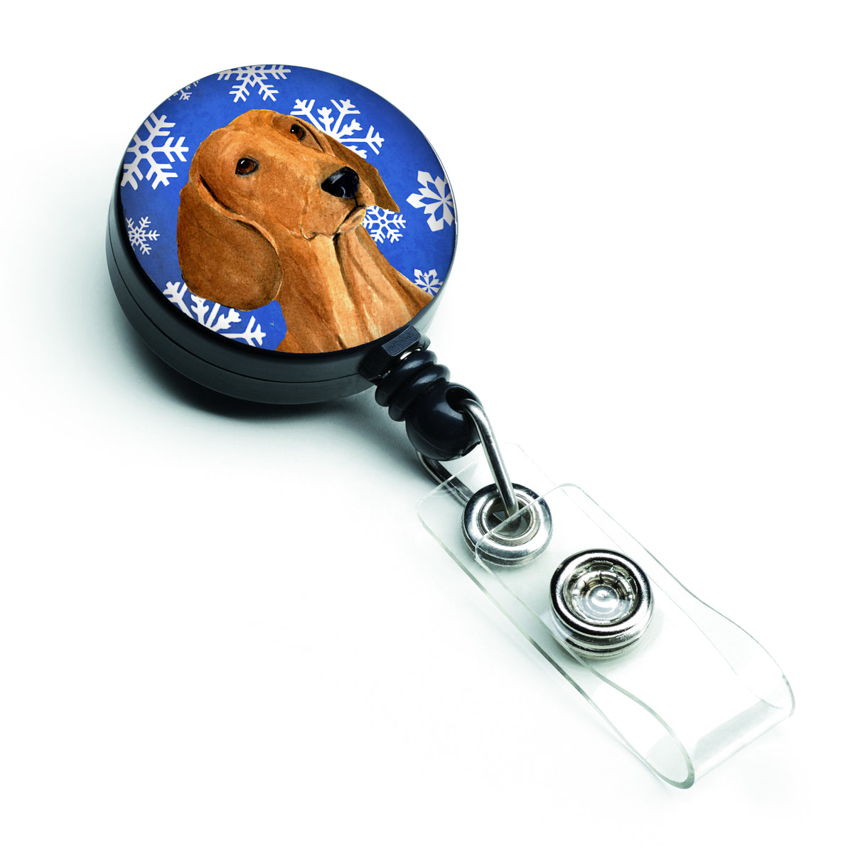 Dachshund Winter Snowflakes Holiday Retractable Badge Reel SS4625BR