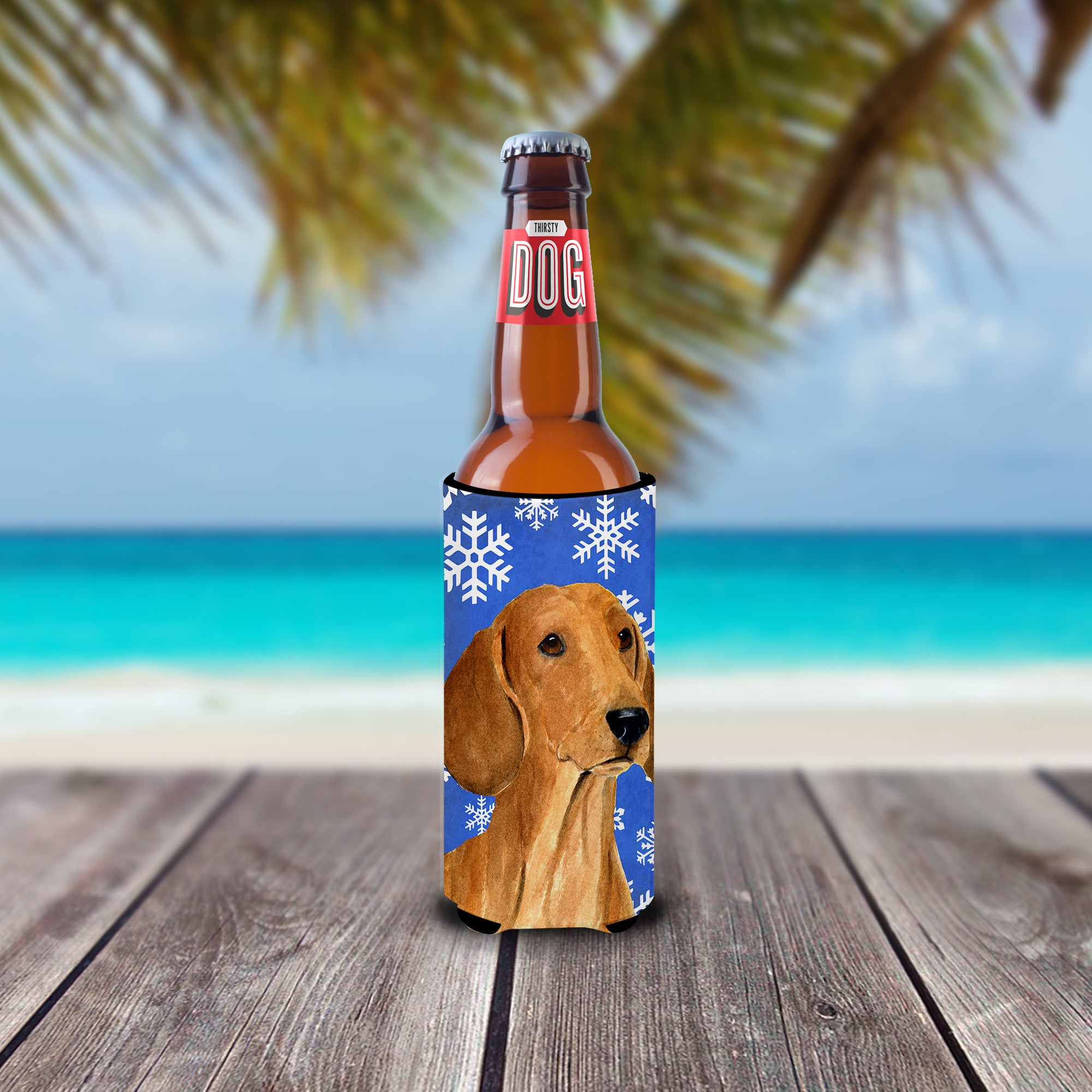 Dachshund Winter Snowflakes Holiday Ultra Beverage Insulators for slim cans SS4625MUK.