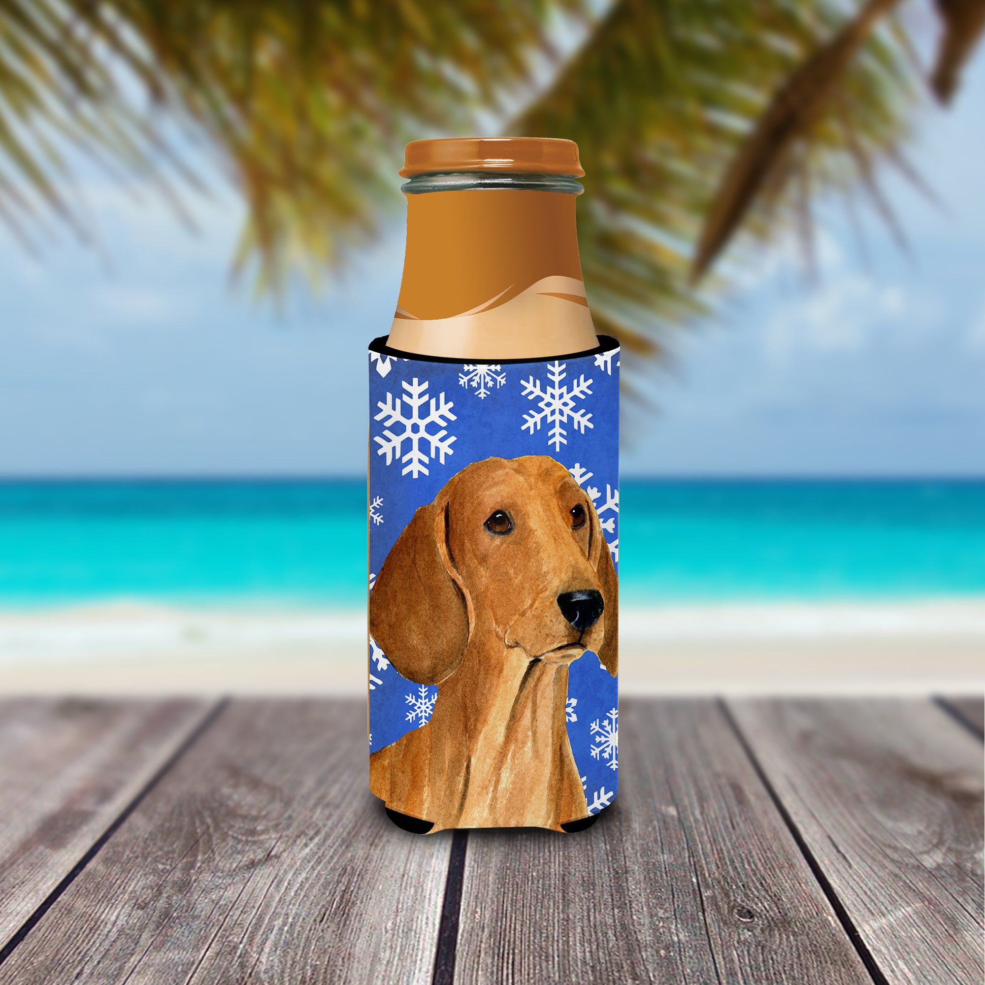 Dachshund Winter Snowflakes Holiday Ultra Beverage Insulators for slim cans SS4625MUK.