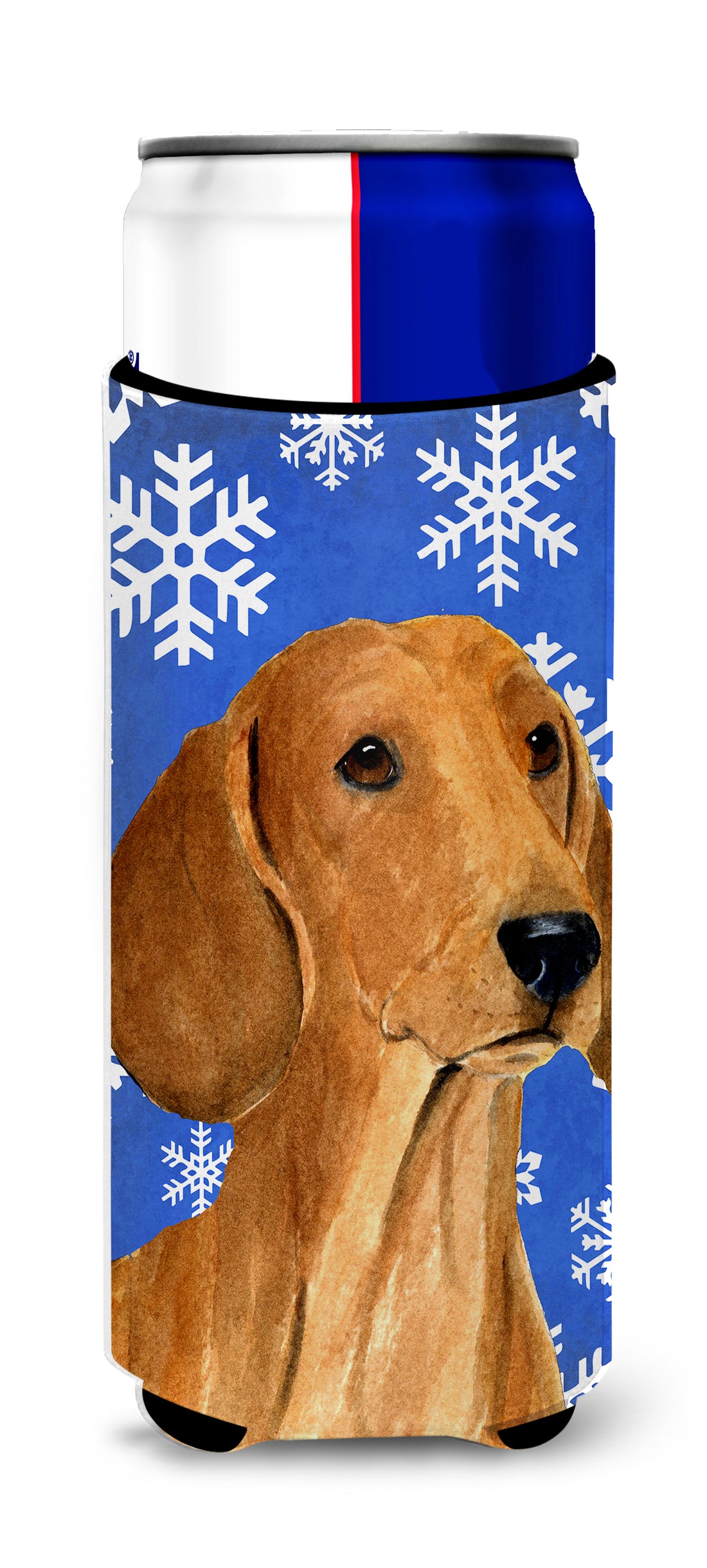 Dachshund Winter Snowflakes Holiday Ultra Beverage Insulators for slim cans SS4625MUK
