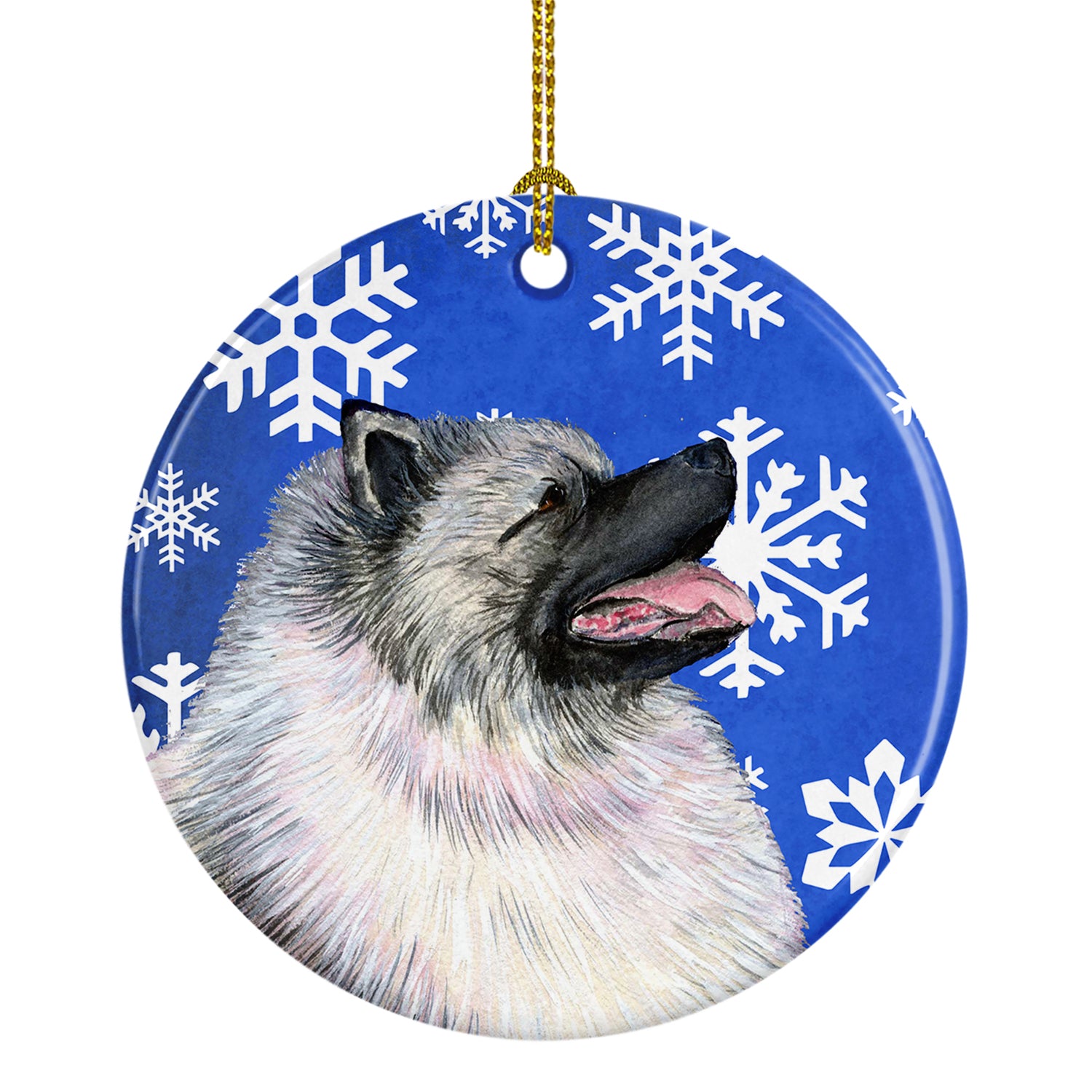 Keeshond Winter Snowflakes Holiday Christmas Ceramic Ornament SS4626 - the-store.com