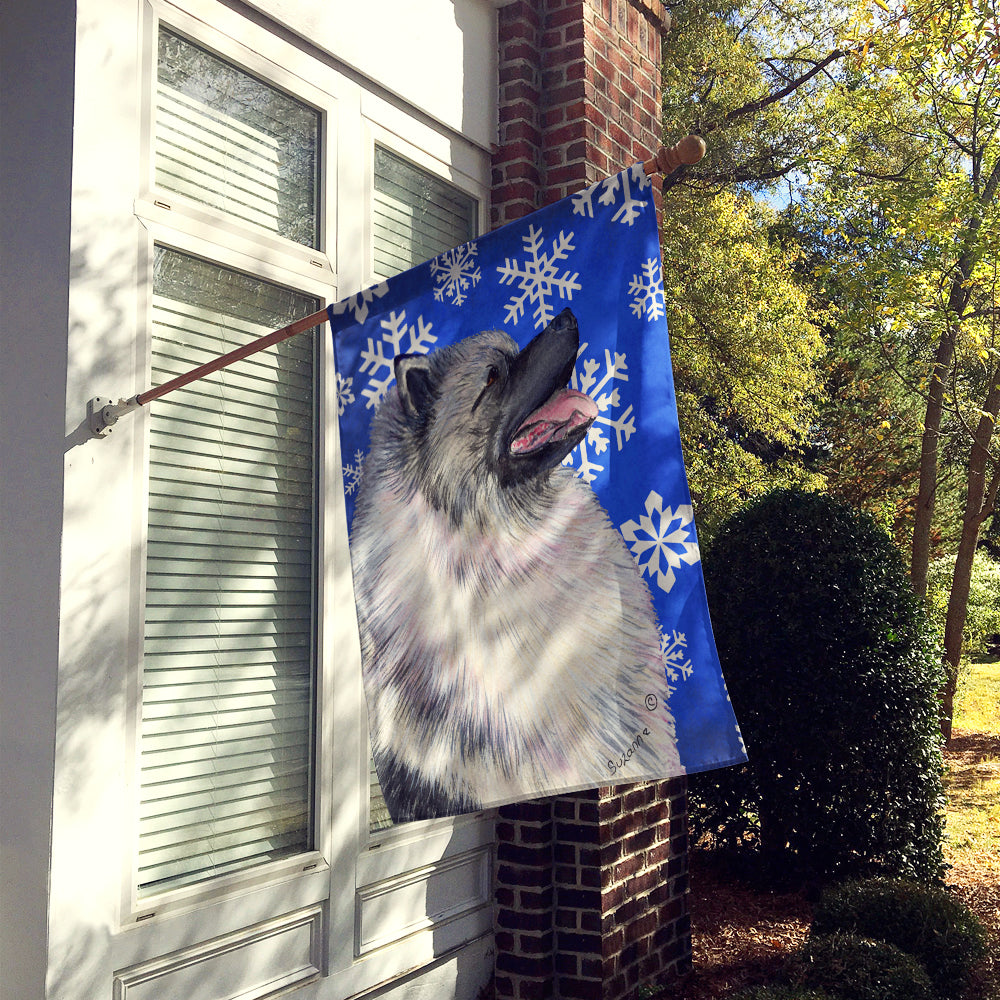 Keeshond Winter Snowflakes Holiday Flag Canvas House Size