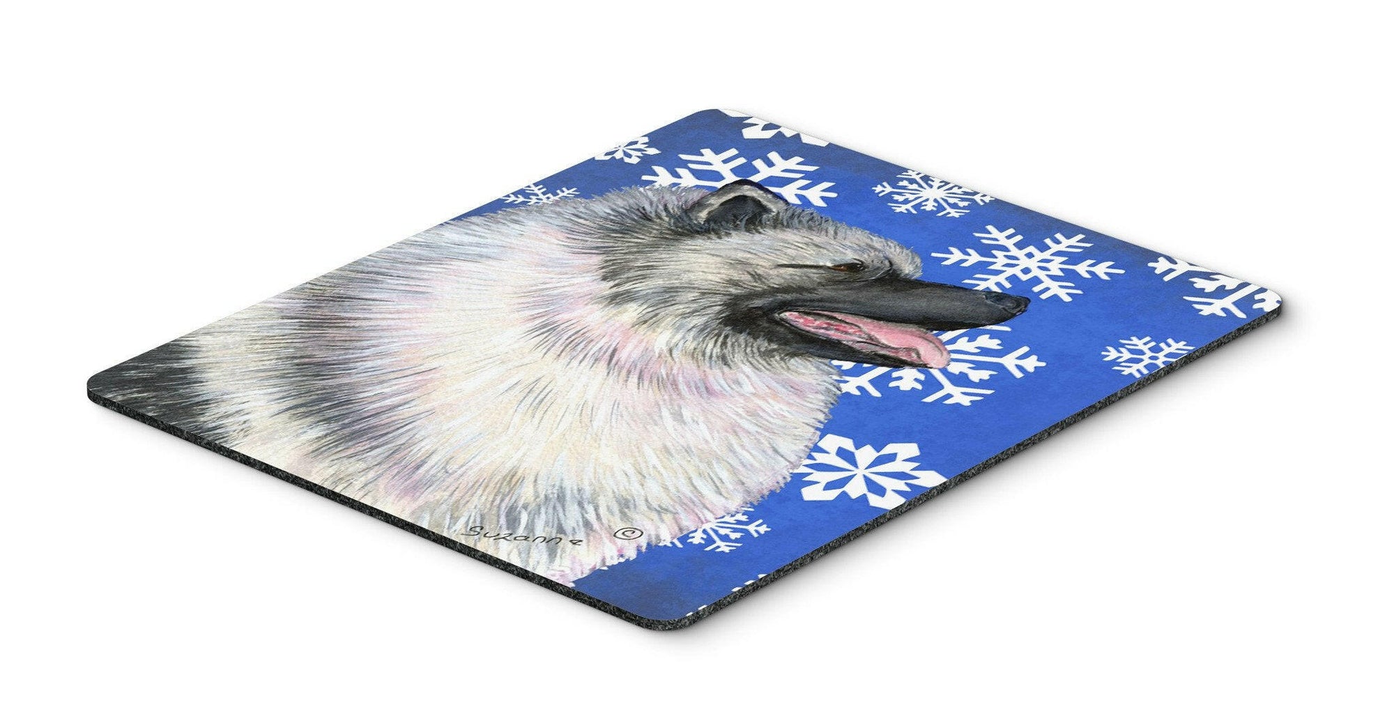 Keeshond Winter Snowflakes Holiday Mouse Pad, Hot Pad or Trivet by Caroline's Treasures