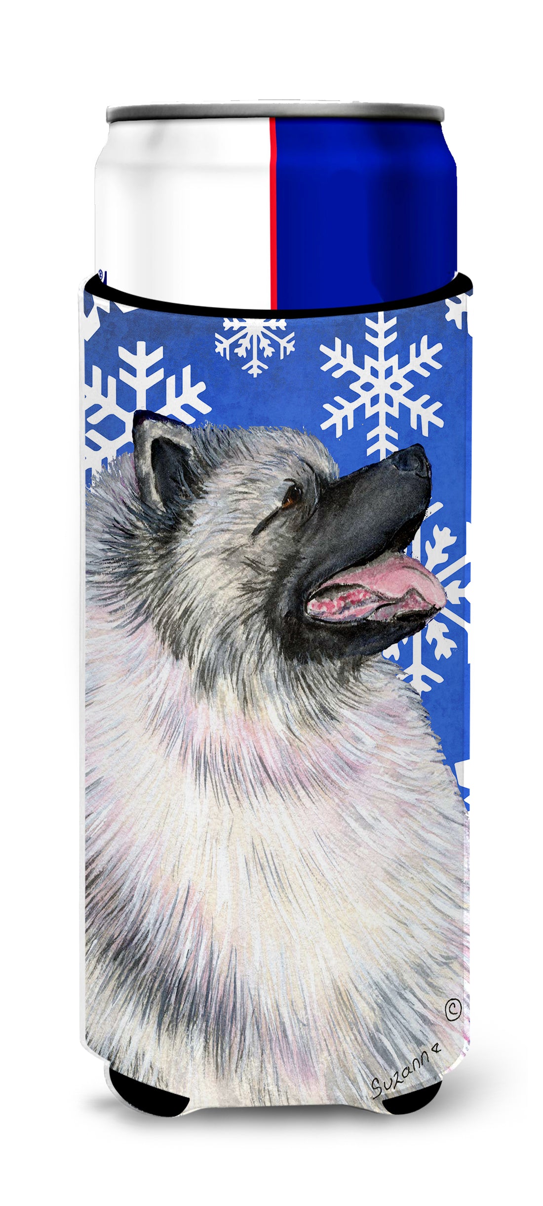 Keeshond Winter Snowflakes Holiday Ultra Beverage Insulators for slim cans SS4626MUK