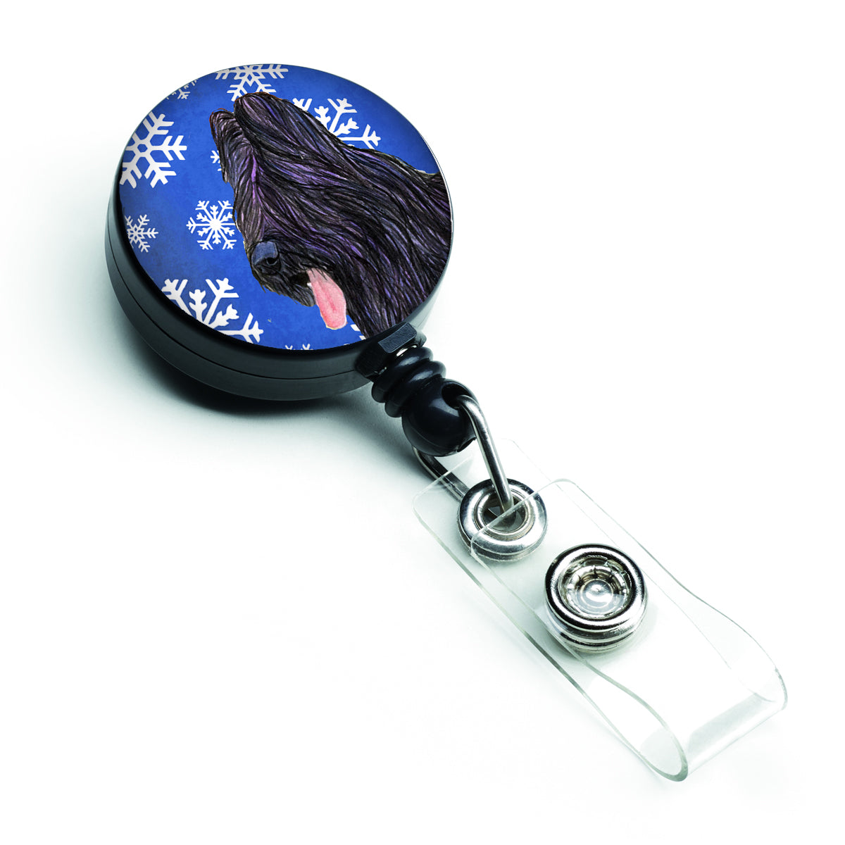 Briard Winter Snowflakes Holiday Retractable Badge Reel SS4627BR  the-store.com.