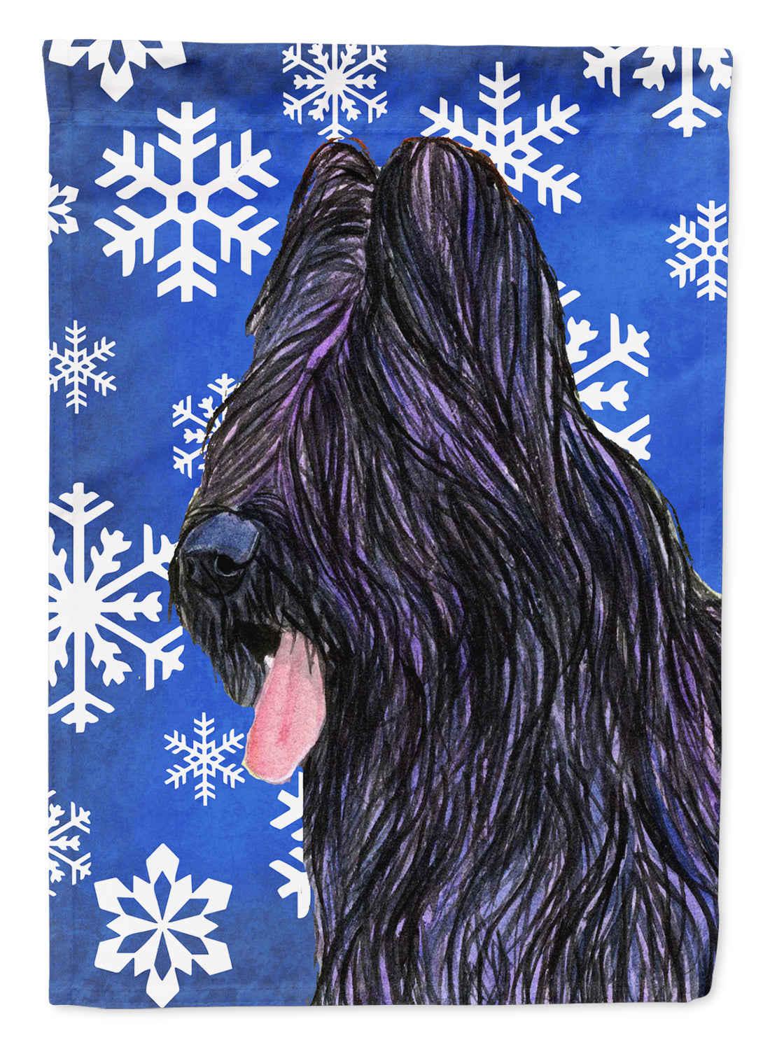 Briard Winter Snowflakes Holiday Flag Canvas House Size