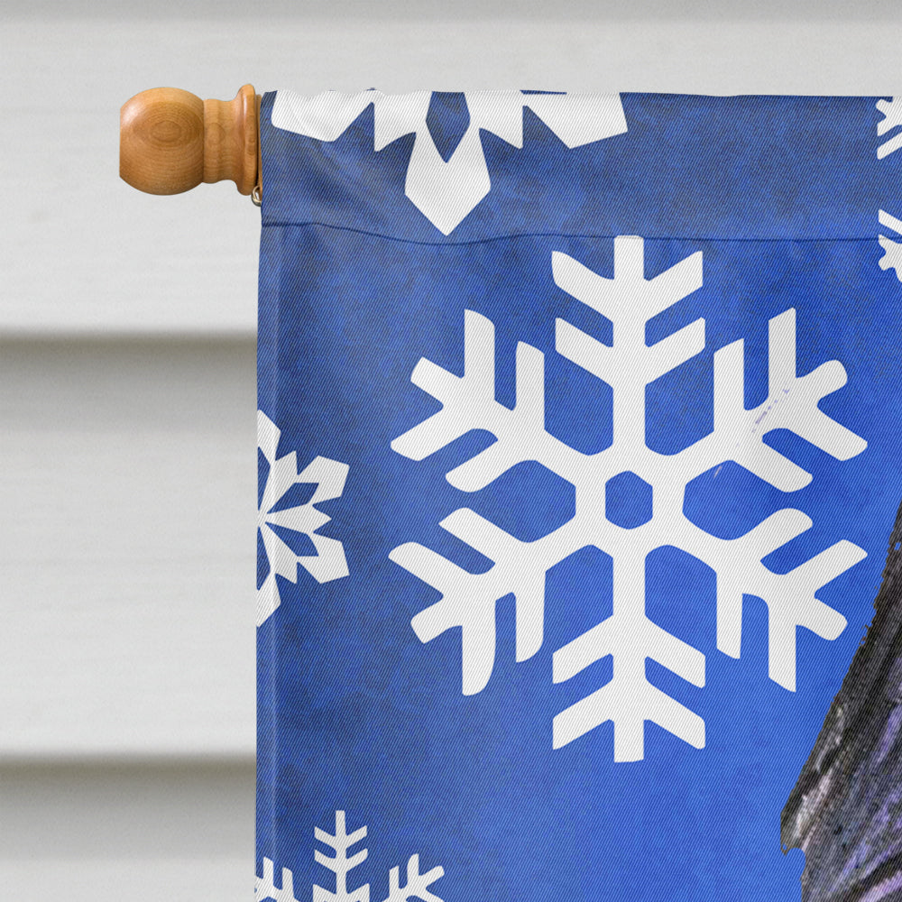 Briard Winter Snowflakes Holiday Flag Canvas House Size