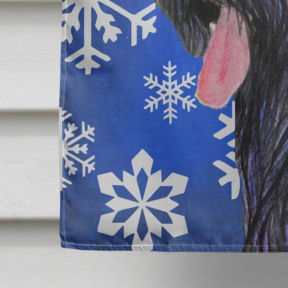 Briard Winter Snowflakes Holiday Flag Canvas House Size  the-store.com.