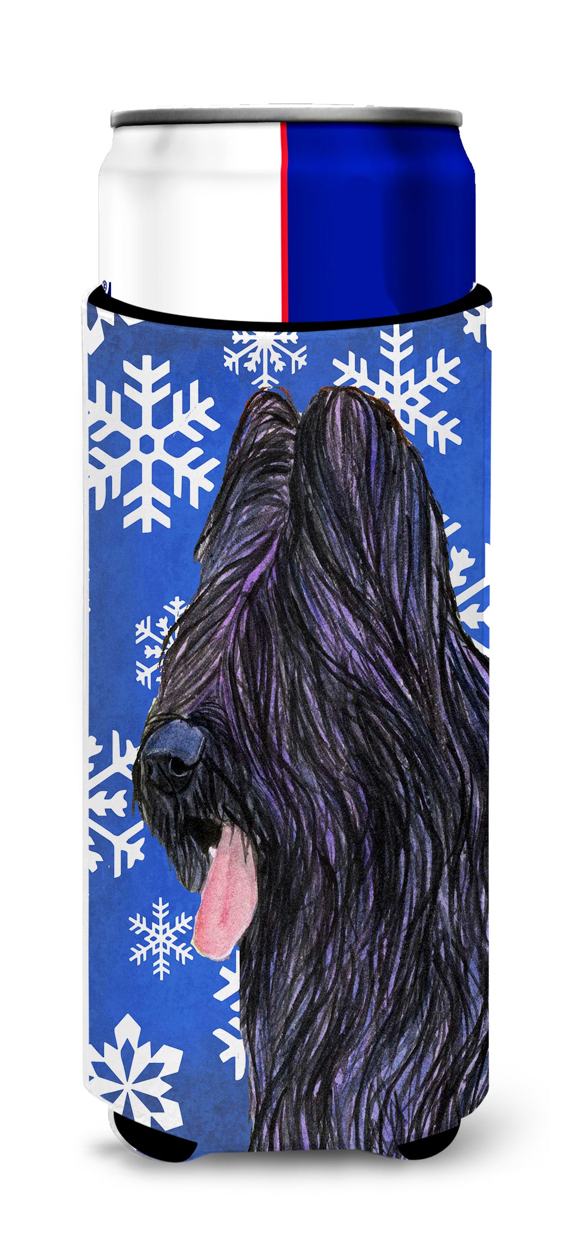 Briard Winter Snowflakes Holiday Ultra Beverage Isolateurs pour canettes minces SS4627MUK