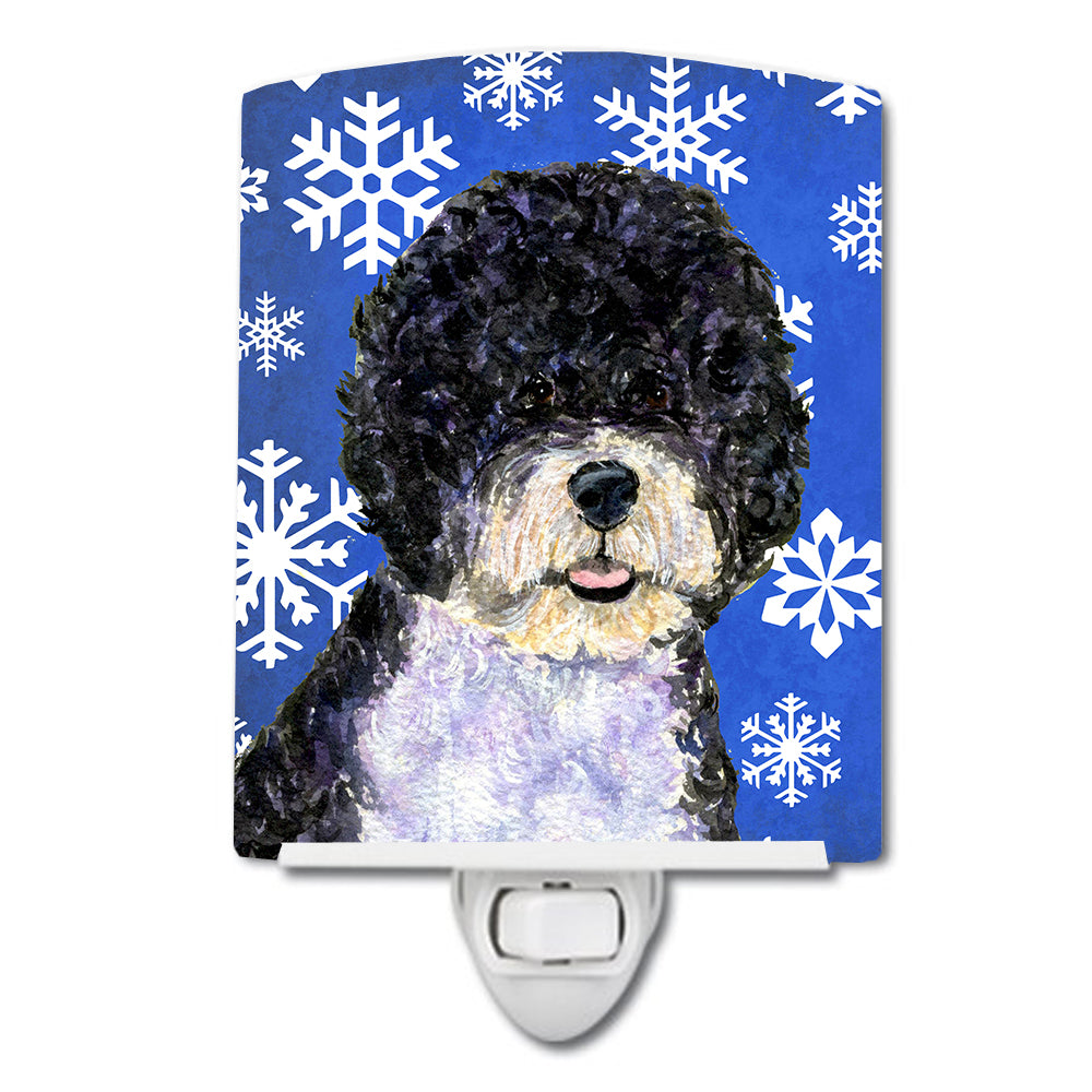 Portuguese Water Dog Winter Snowflakes Holiday Ceramic Night Light SS4628CNL - the-store.com