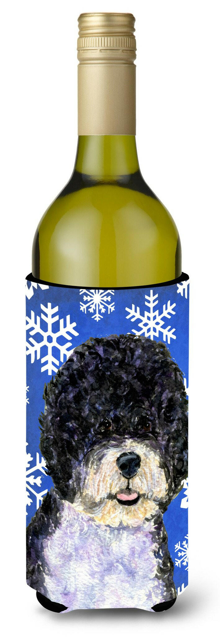 Portuguese Water Dog Winter Snowflakes Holiday Wine Bottle Beverage Insulator Beverage Insulator Hugger by Caroline&#39;s Treasures