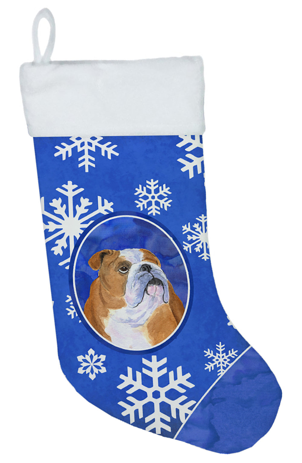 Bulldog English Winter Snowflakes Christmas Stocking SS4629