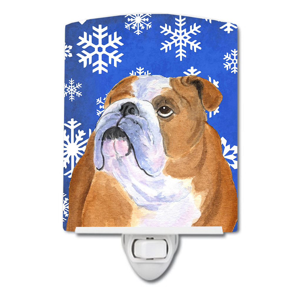 Bulldog English Winter Snowflakes Holiday Ceramic Night Light SS4629CNL - the-store.com