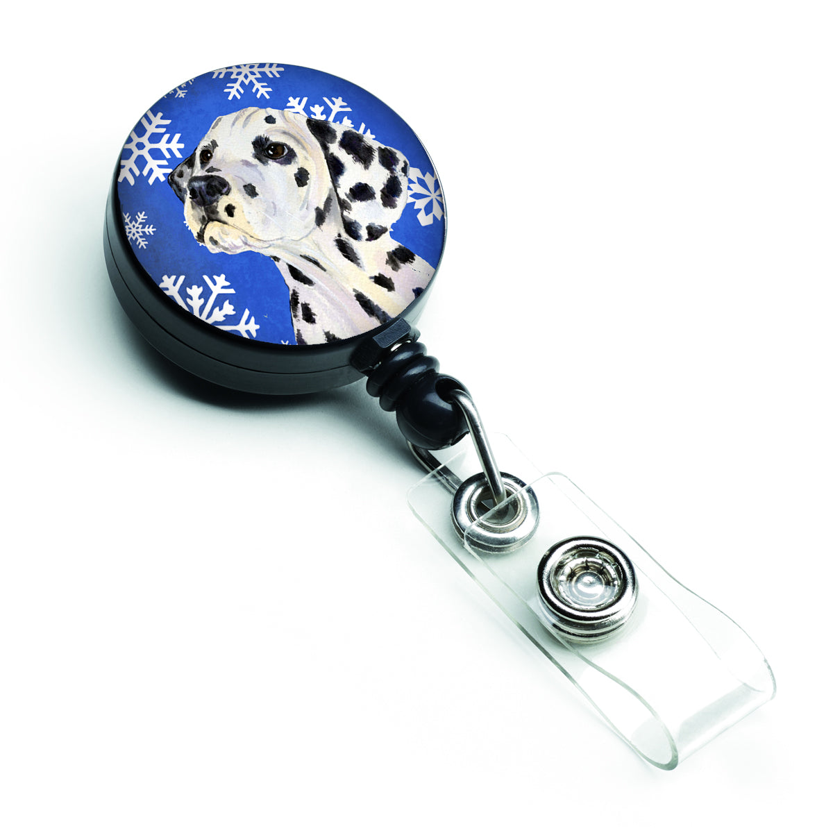 Dalmatian Winter Snowflakes Holiday Retractable Badge Reel SS4630BR  the-store.com.