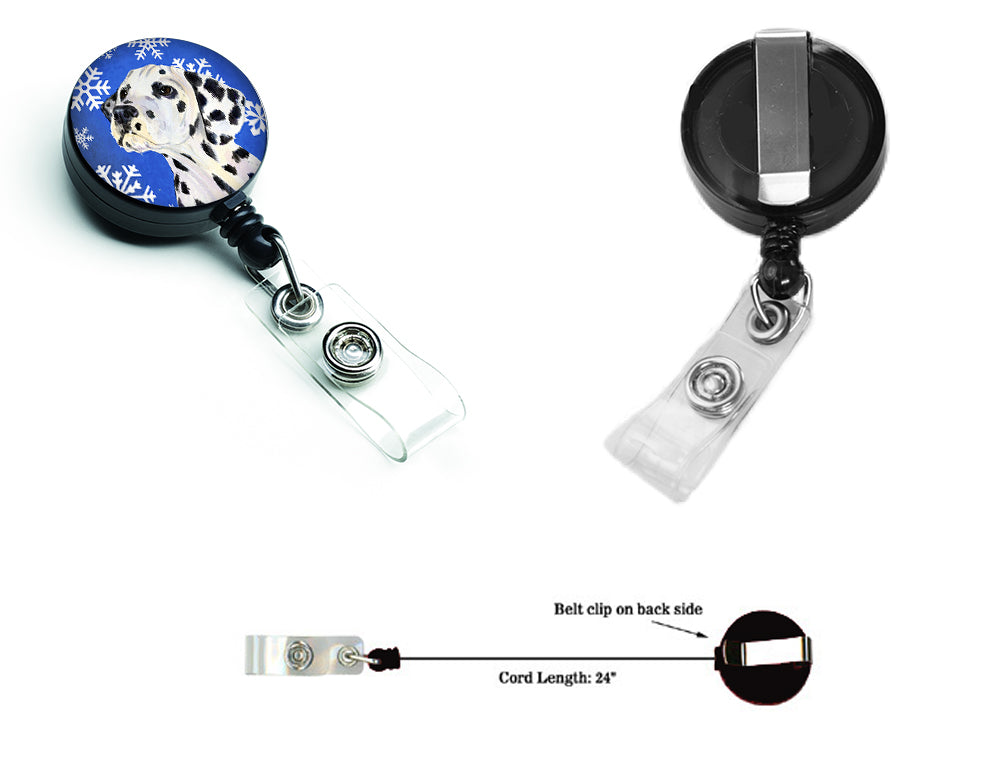 Dalmatian Winter Snowflakes Holiday Retractable Badge Reel SS4630BR  the-store.com.