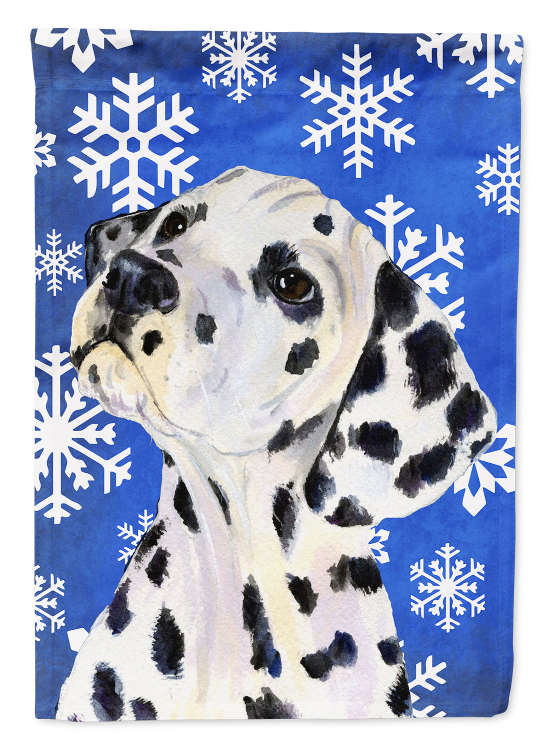 Dalmatian Winter Snowflakes Holiday Flag Canvas House Size