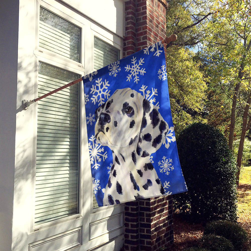Dalmatian Winter Snowflakes Holiday Flag Canvas House Size  the-store.com.