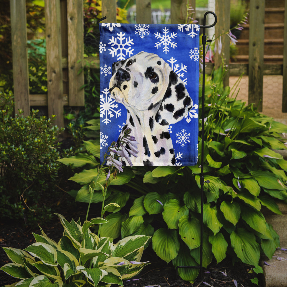 Dalmatian Winter Snowflakes Holiday Flag Garden Size