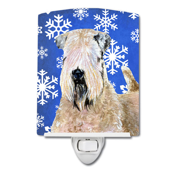 Wheaten Terrier Soft Coated Winter Snowflakes Holiday Ceramic Night Light SS4631CNL - the-store.com