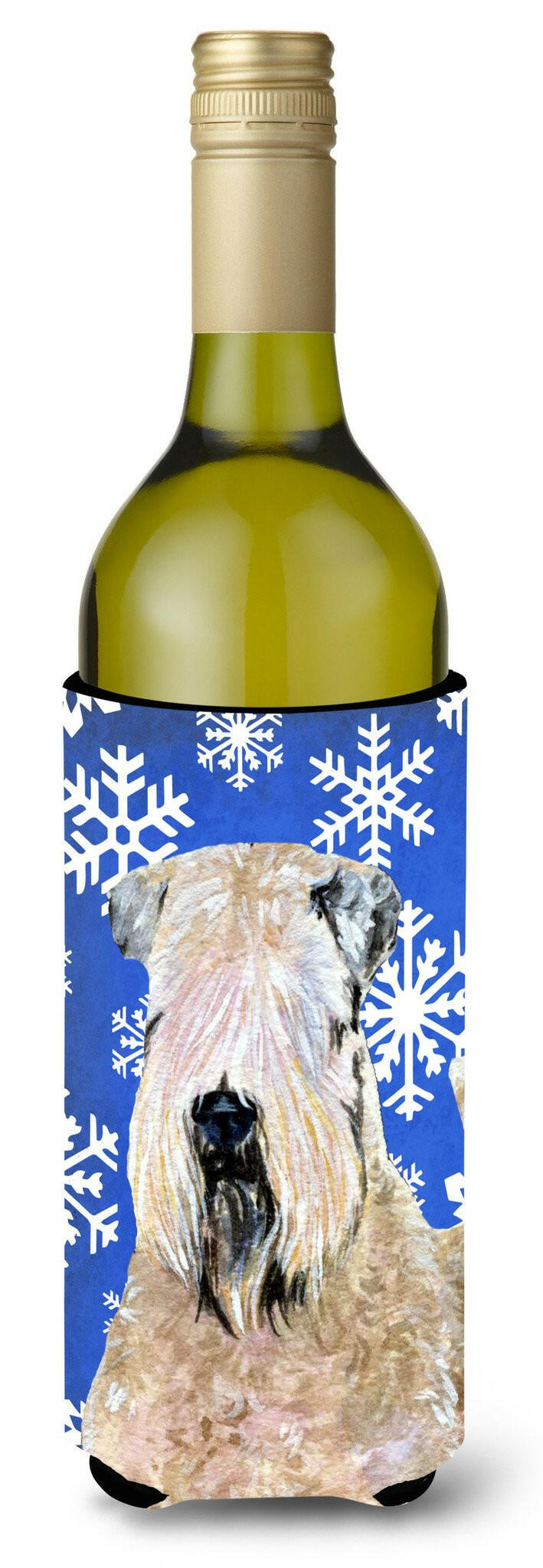 Wheaten Terrier Soft Coated Winter Snowflakes Holiday Wine Bottle Beverage Insulator Beverage Insulator Hugger by Caroline&#39;s Treasures