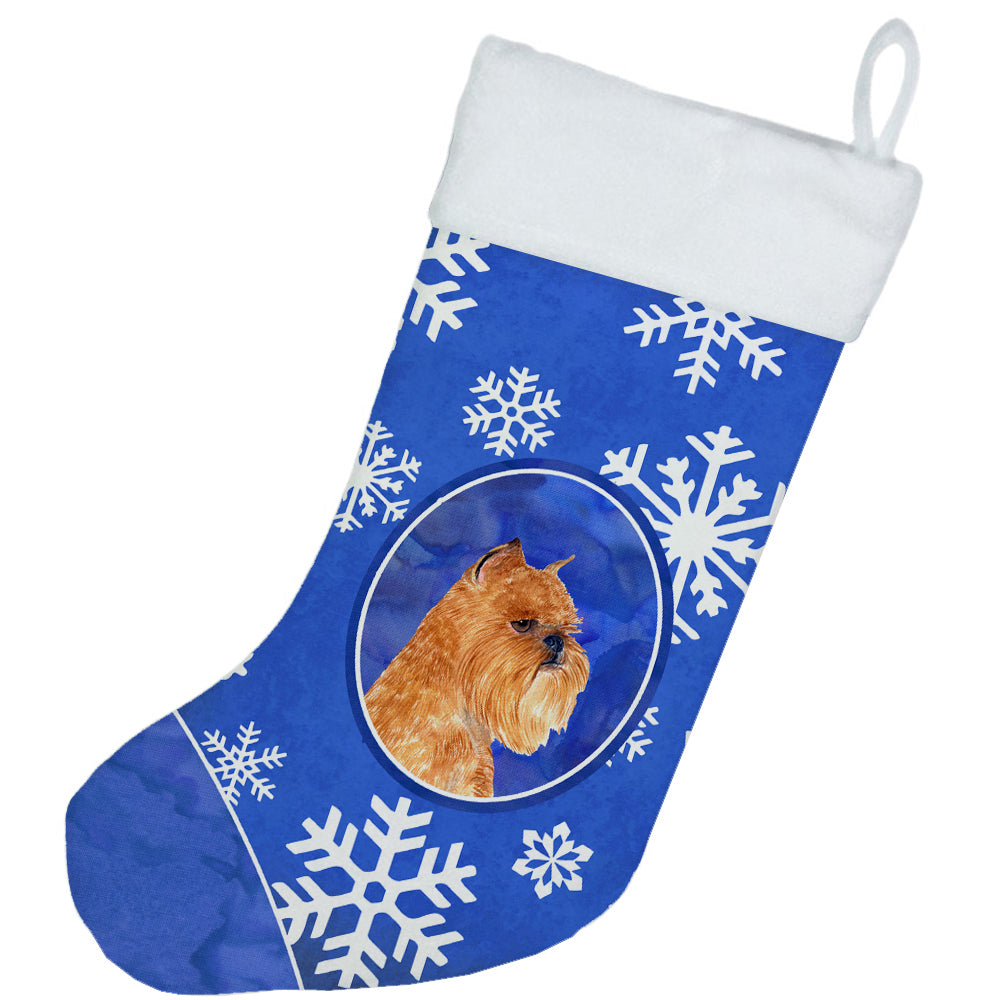 Brussels Griffon Winter Snowflakes Christmas Stocking SS4632  the-store.com.