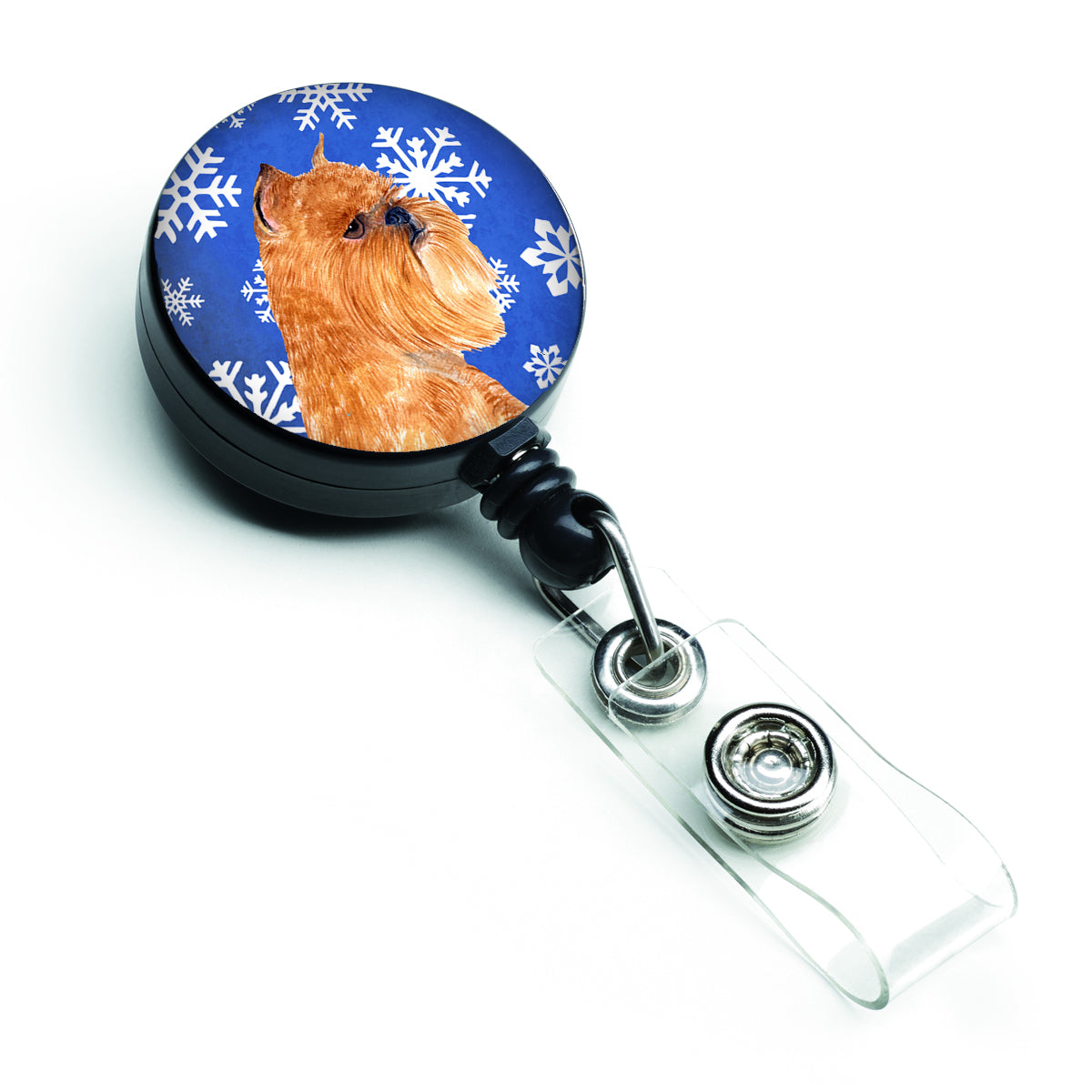 Brussels Griffon Winter Snowflakes Holiday Retractable Badge Reel SS4632BR  the-store.com.
